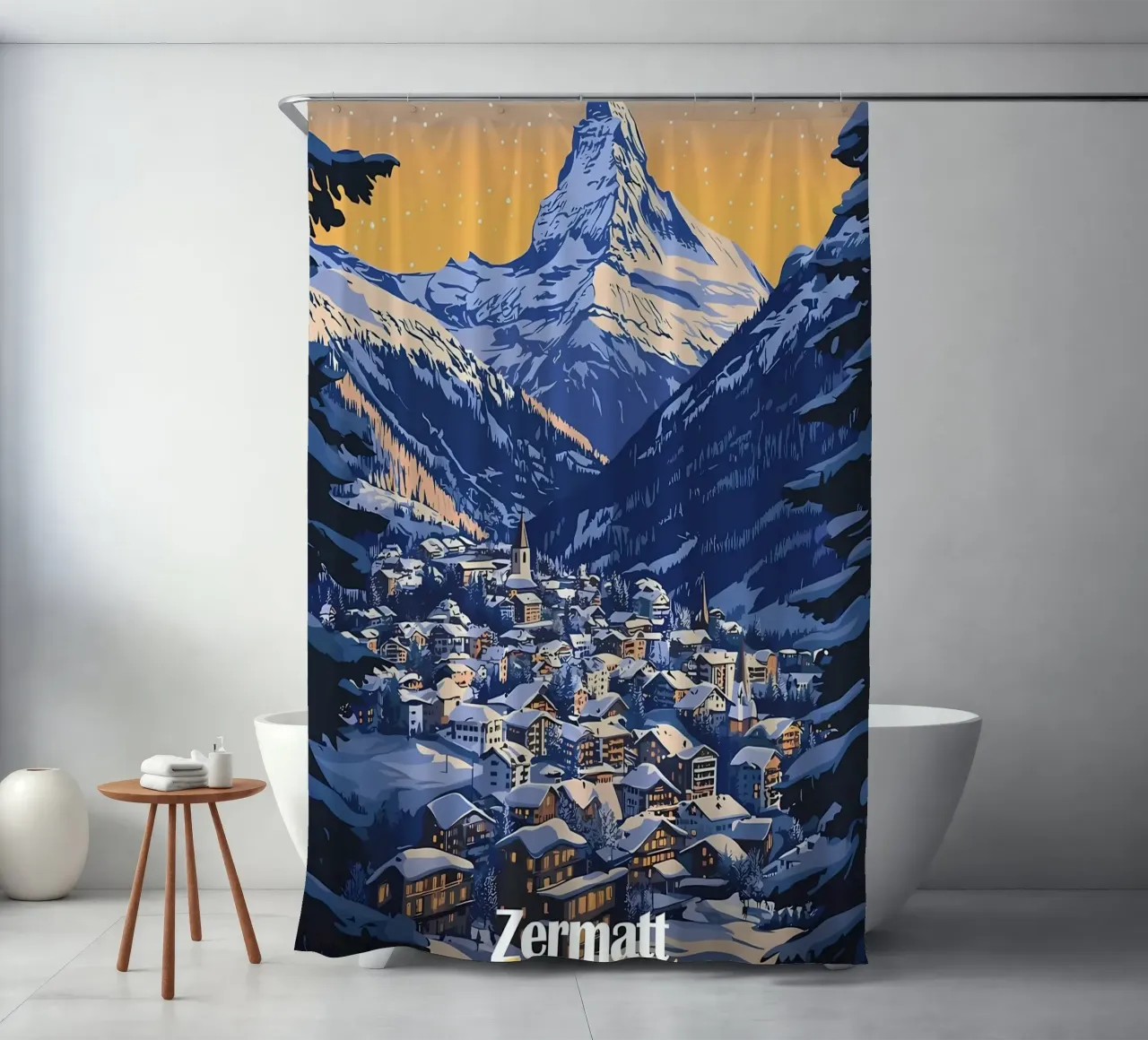 Zermatt Svizzera Villaggio di montagna tenda da doccia da Ginnery
