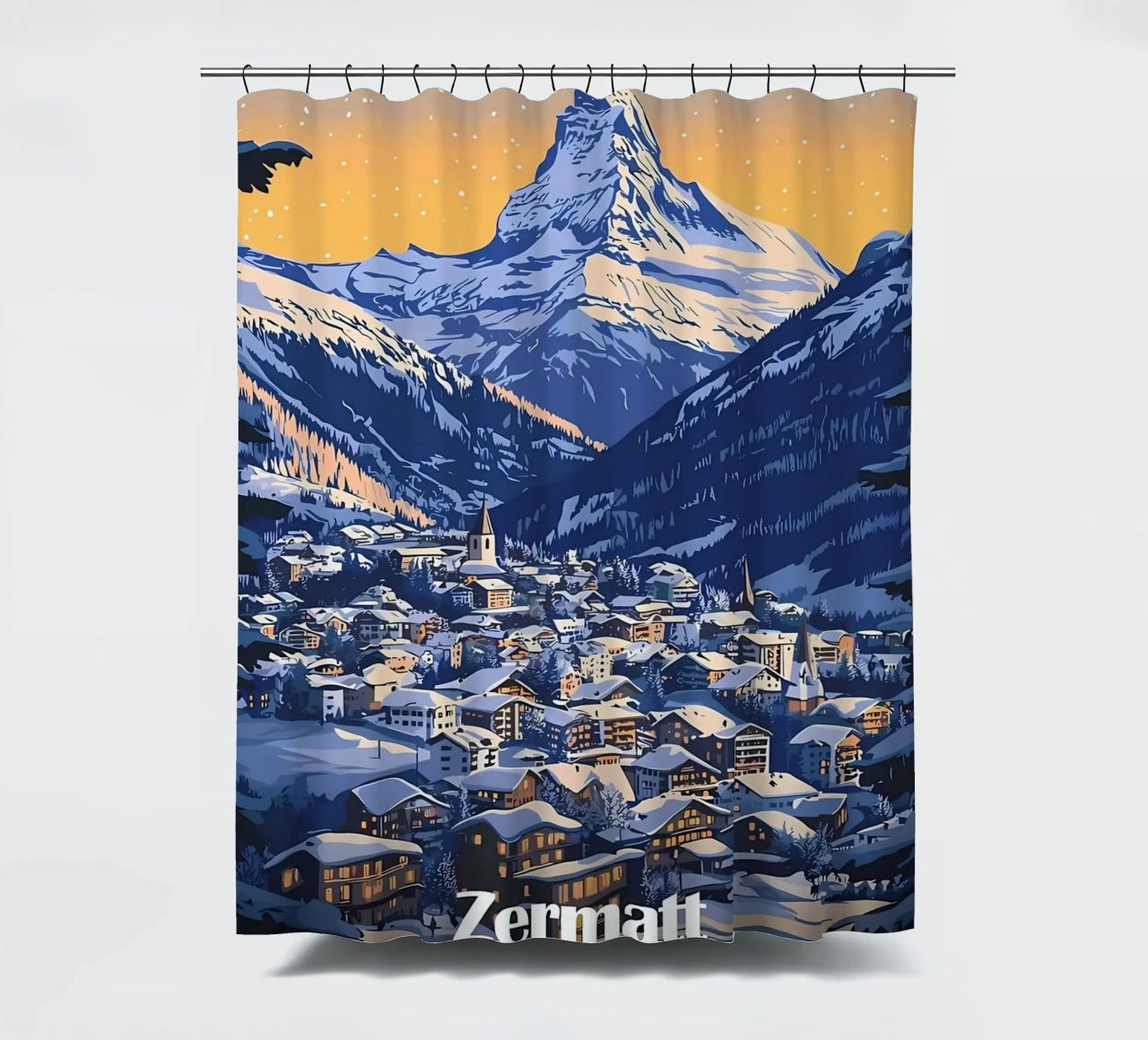 Zermatt Schweiz Bergdorf Duschvorhang von Ginnery