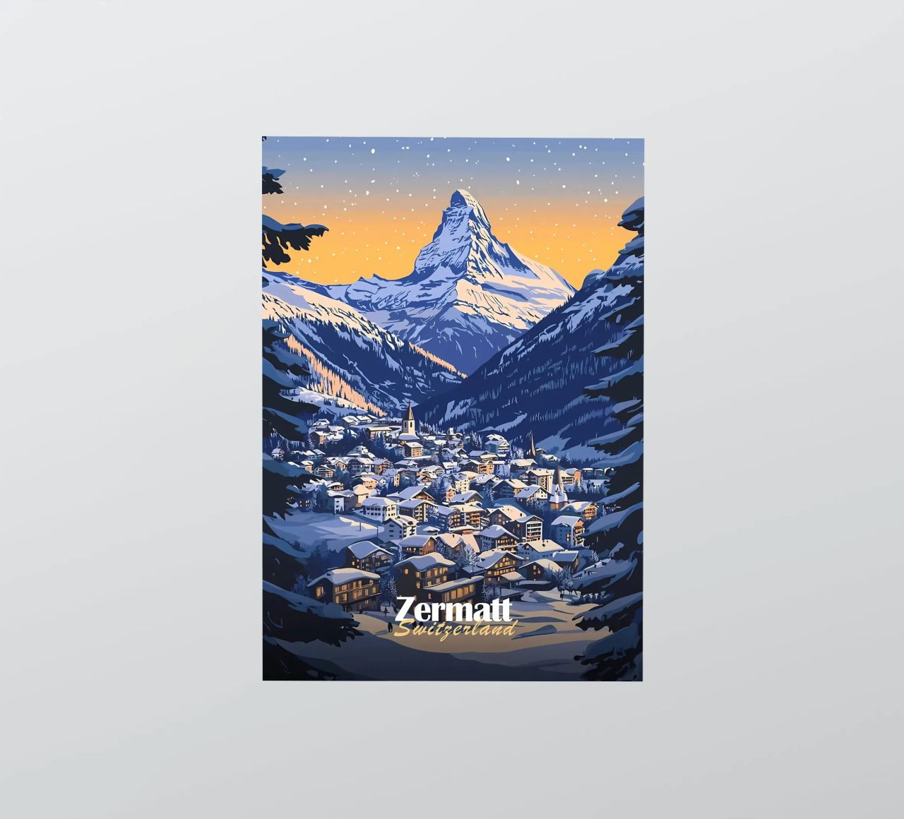 Zermatt Schweiz Bergdorf Sticker von Ginnery