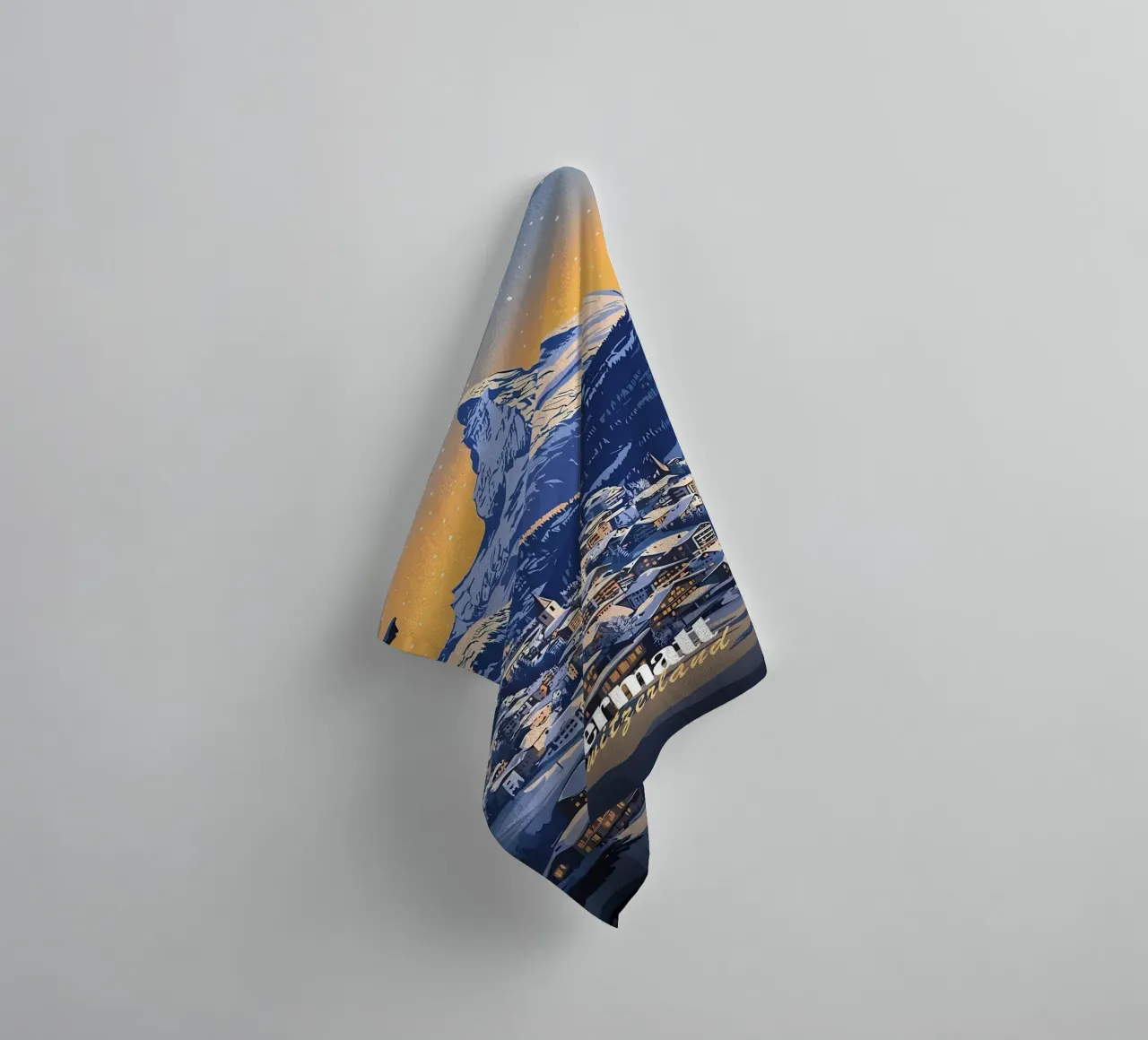 Zermatt Switzerland Mountain Village towel by Ginnery