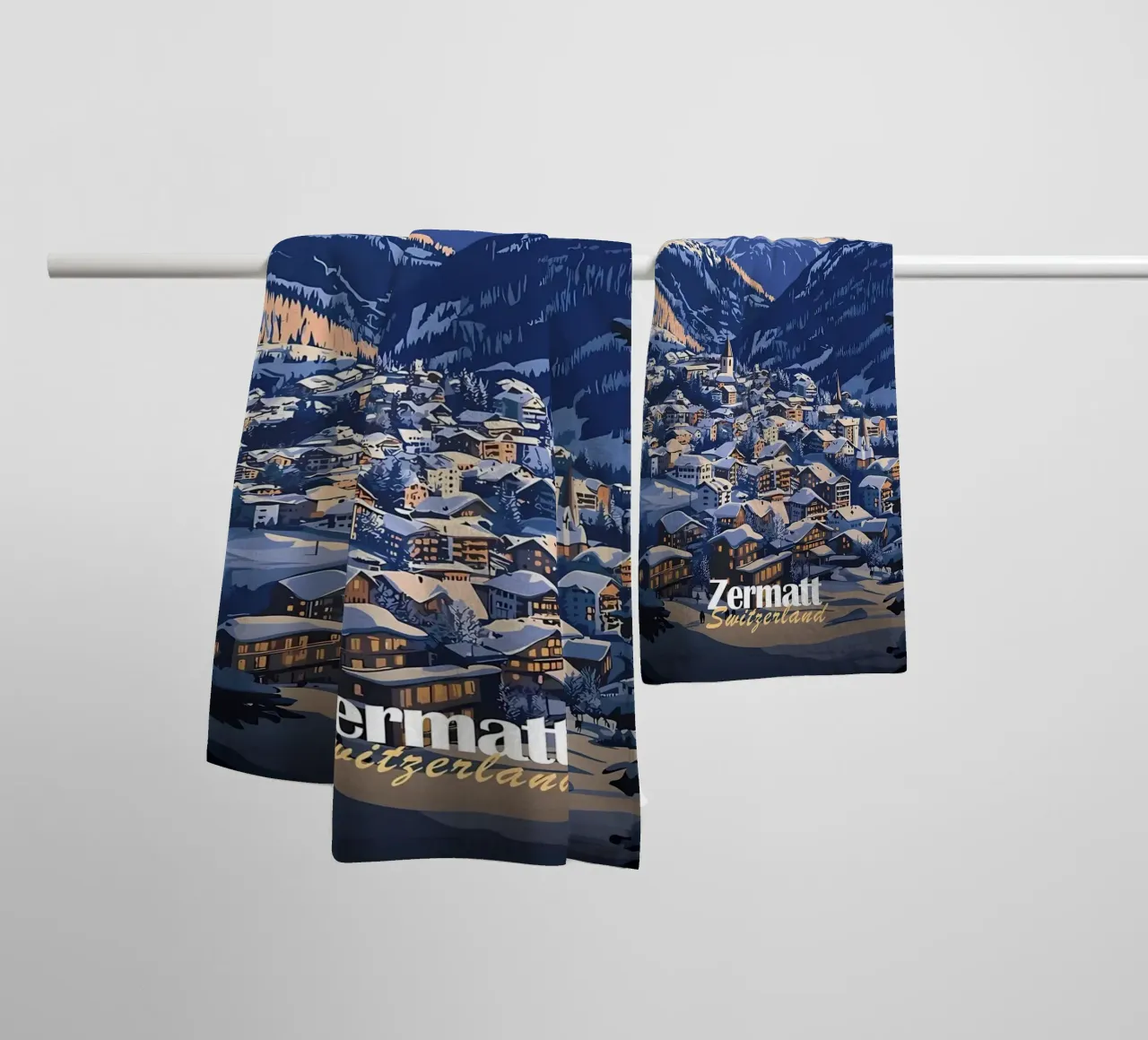 Zermatt Switzerland Mountain Village towel by Ginnery