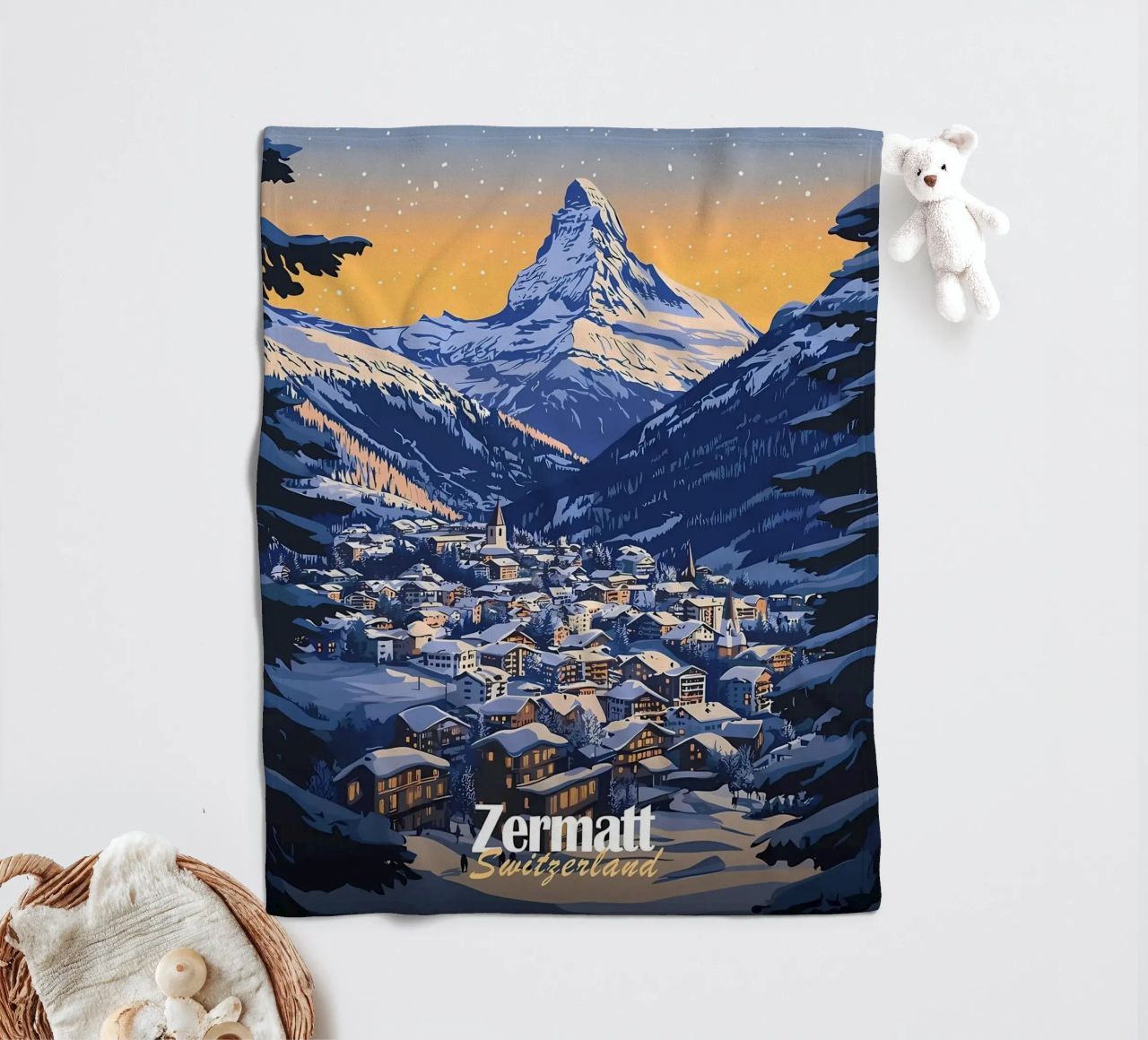 Zermatt Schweiz Bergdorf Fleecedecke von Ginnery