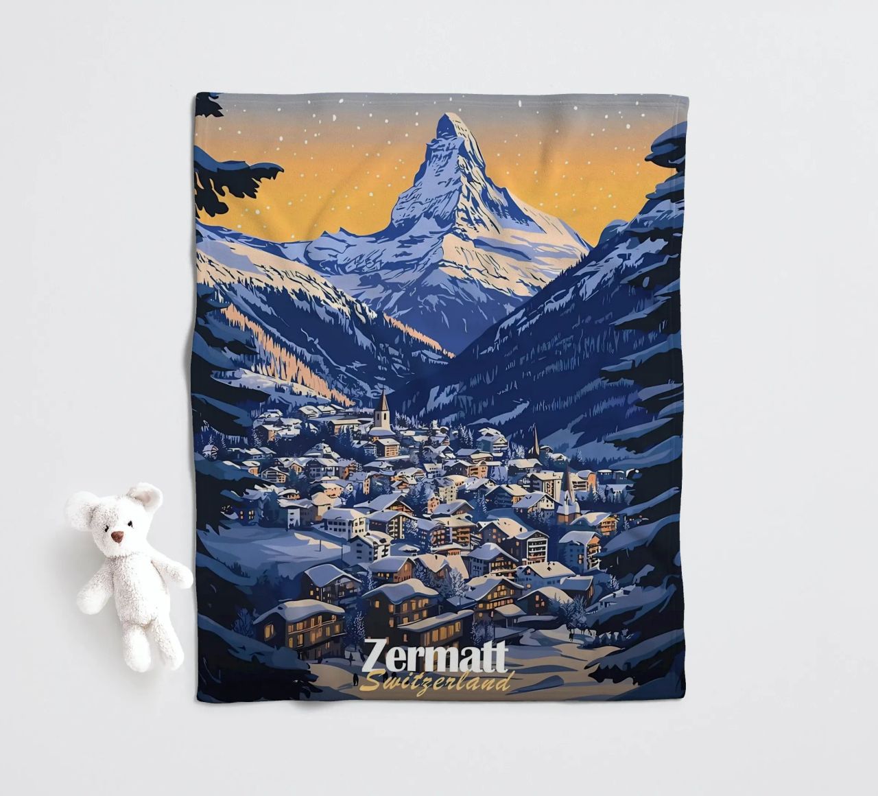 Zermatt Schweiz Bergdorf Fleecedecke von Ginnery