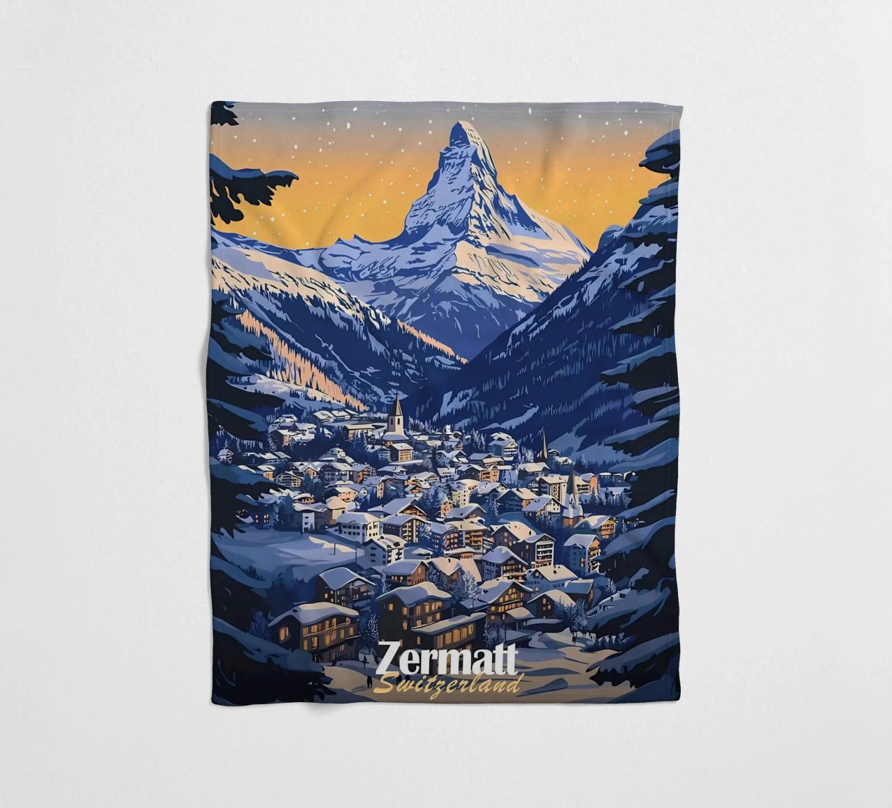 Zermatt Schweiz Bergdorf Fleecedecke von Ginnery