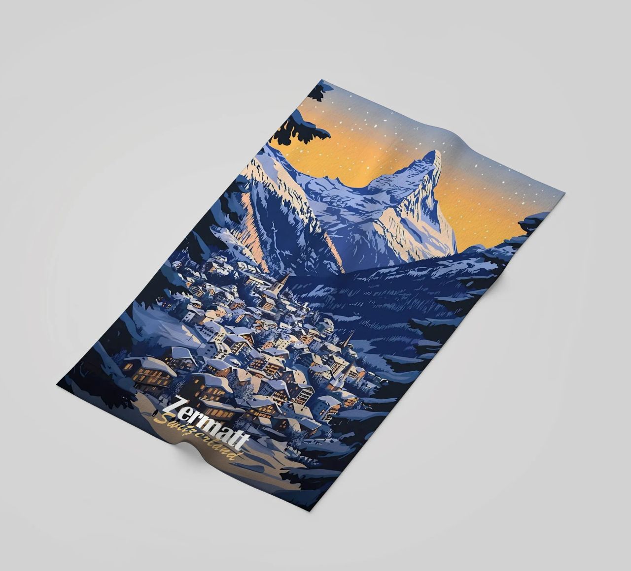 Zermatt Schweiz Bergdorf Strandtuch von Ginnery