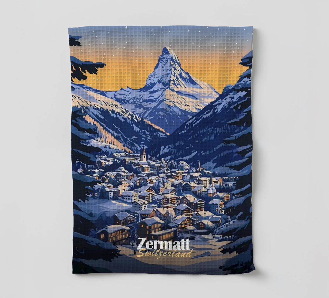 Zermatt Schweiz Bergdorf Geschirrtuch von Ginnery