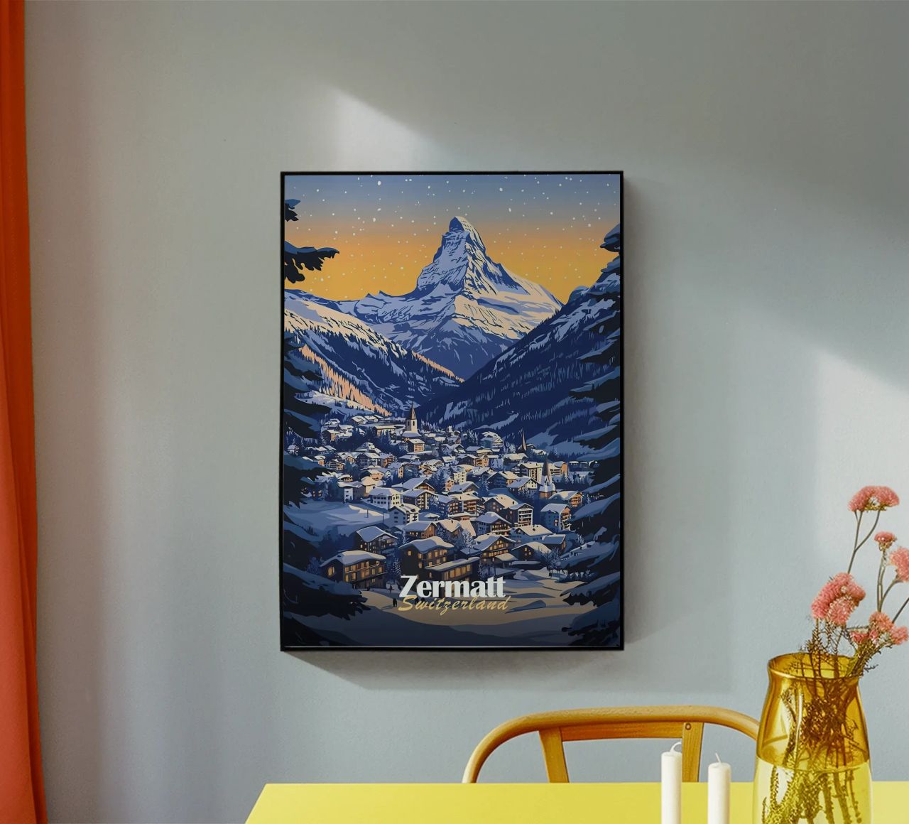 Zermatt Schweiz Bergdorf Acryl-Glas von Ginnery
