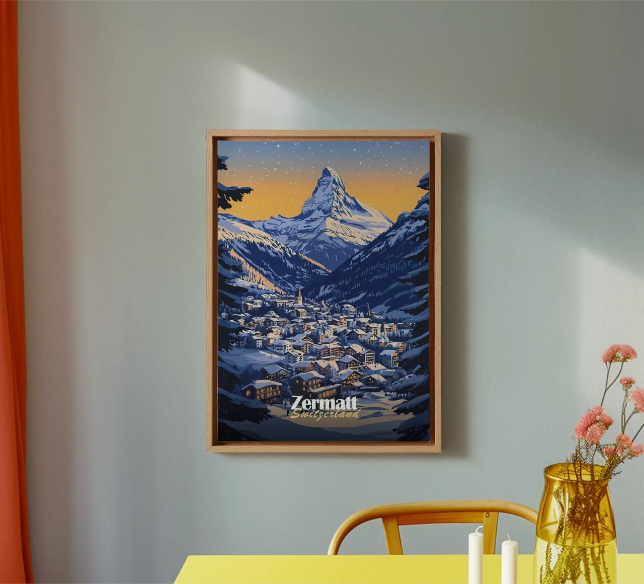 Zermatt Schweiz Bergdorf Leinwand von Ginnery