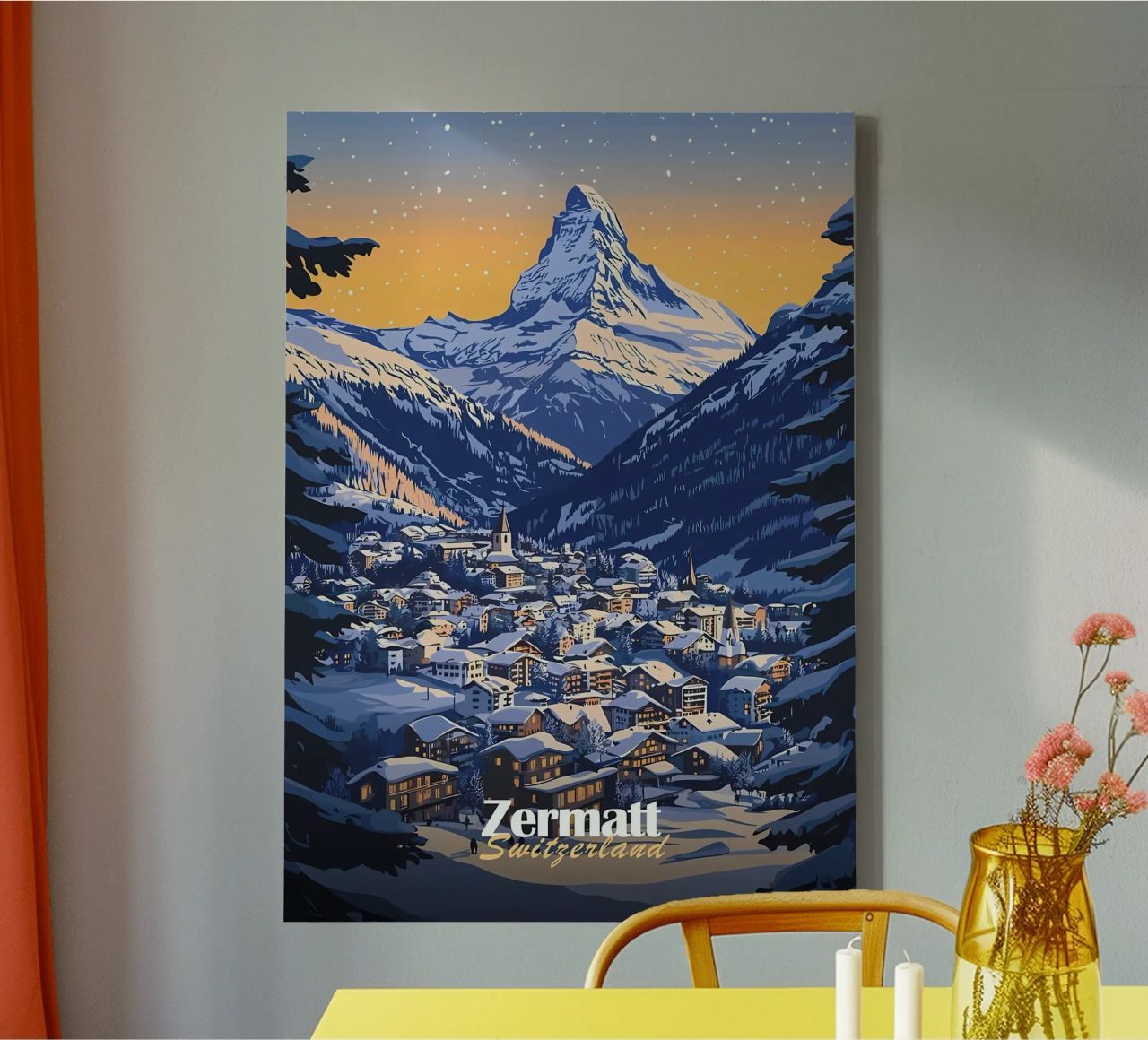 Zermatt Schweiz Bergdorf Leinwand von Ginnery
