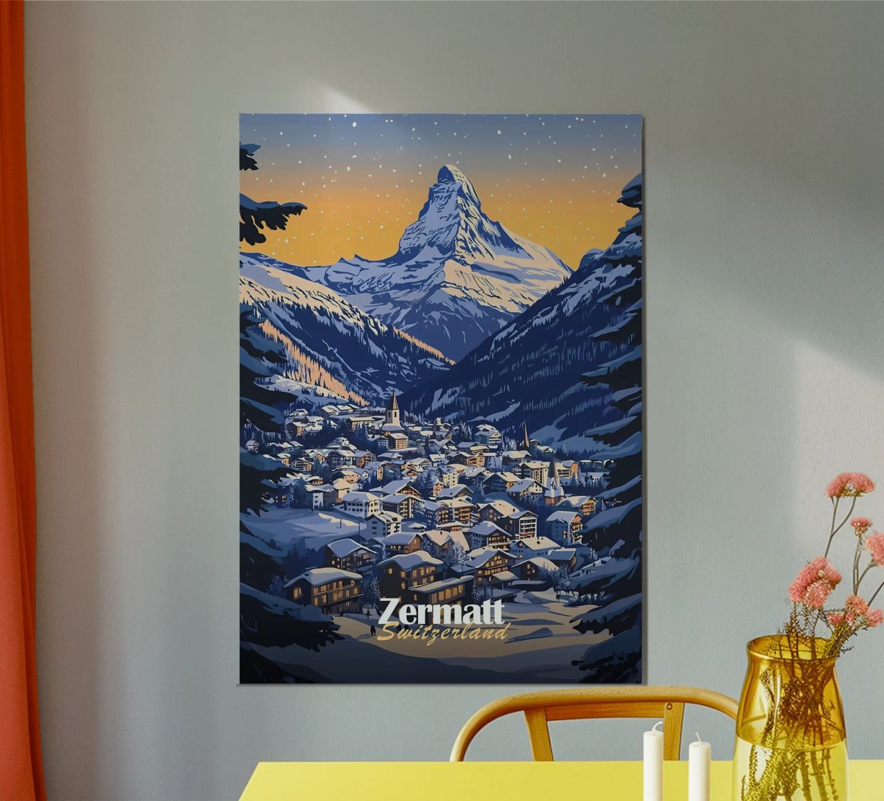 Zermatt Schweiz Bergdorf Poster von Ginnery