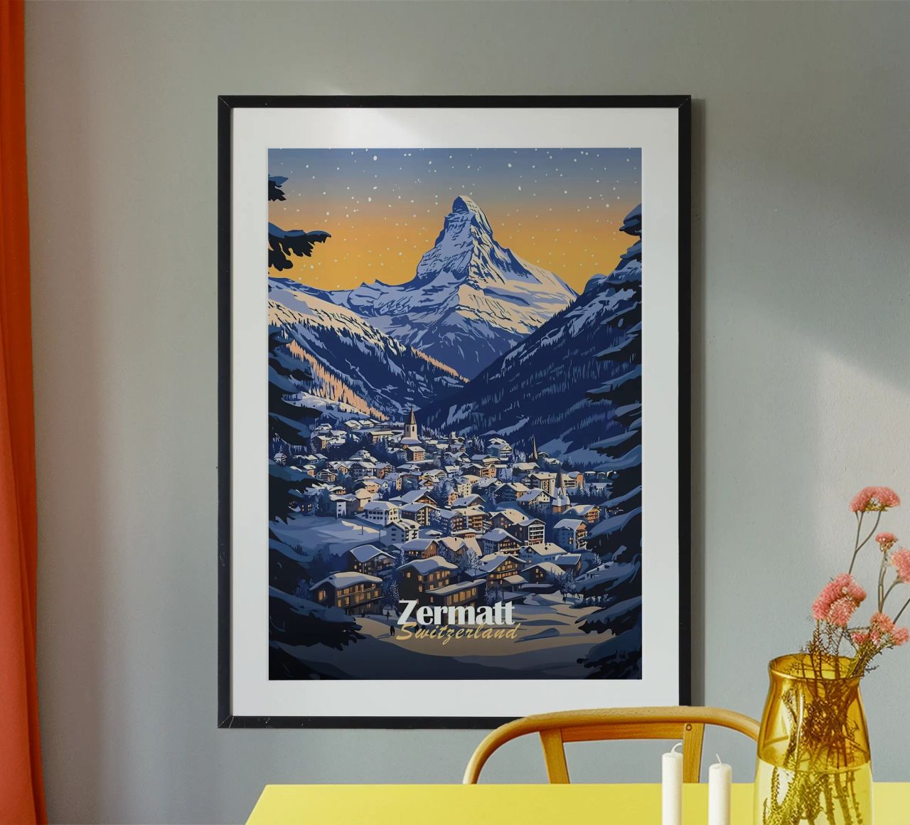 Zermatt Schweiz Bergdorf Poster von Ginnery