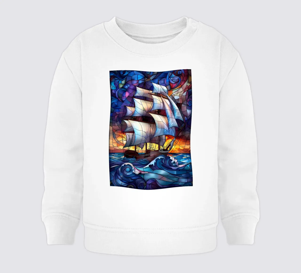Nave pirata in vetro colorato felpa neonato da Mikesell