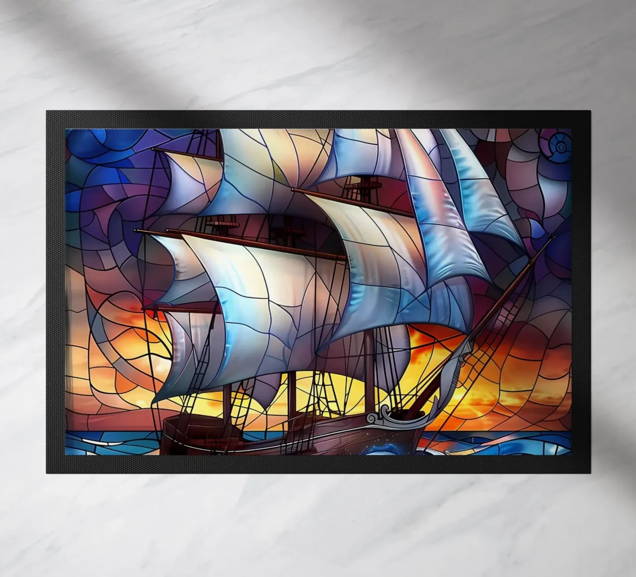 Nave pirata in vetro colorato zerbino da Mikesell