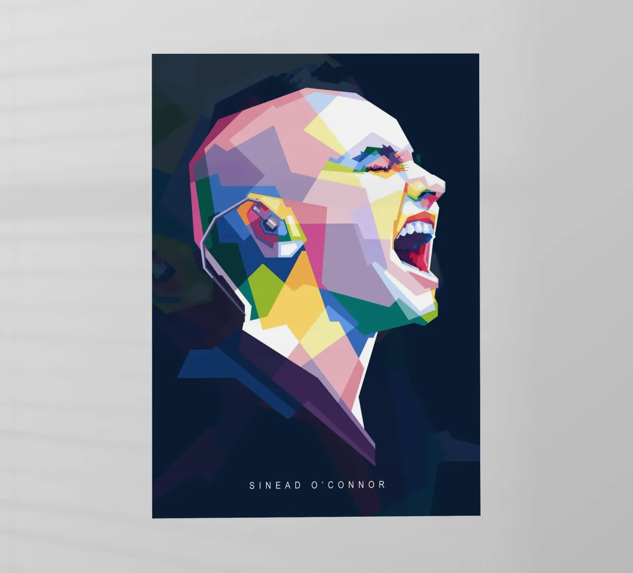 Sinead O'Connor in stile WPAP pellicola backlit da Alkahfsmart
