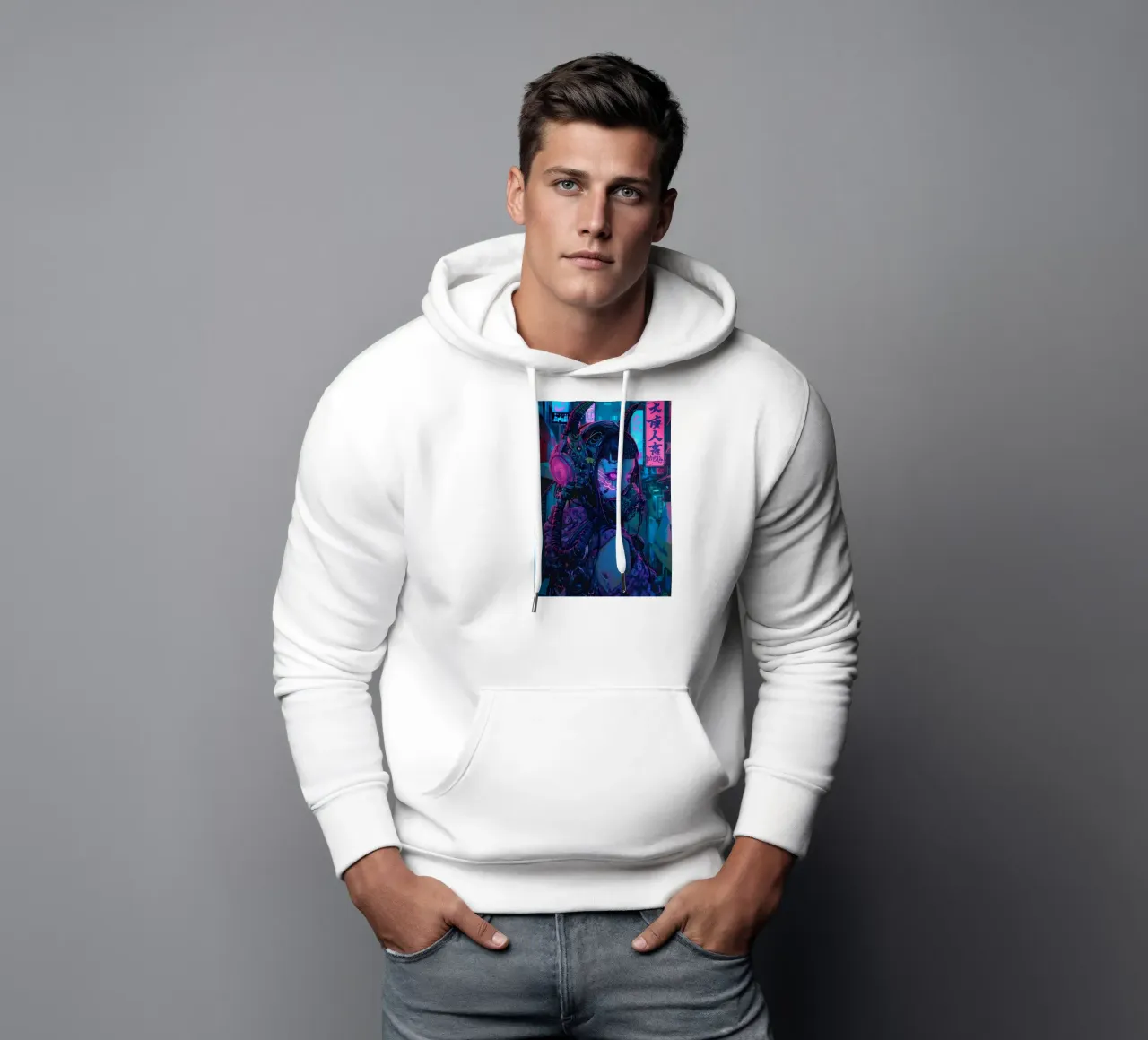 Ragazza demone cyberpunk felpa con cappuccio da Mikesell