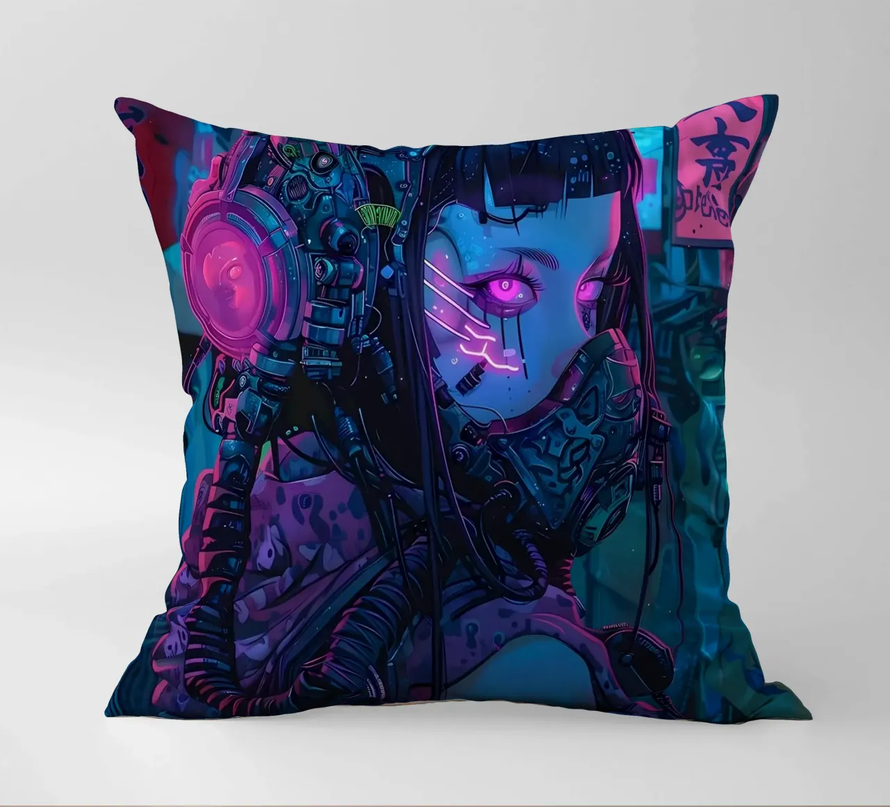 Ragazza demone cyberpunk cuscino da Mikesell