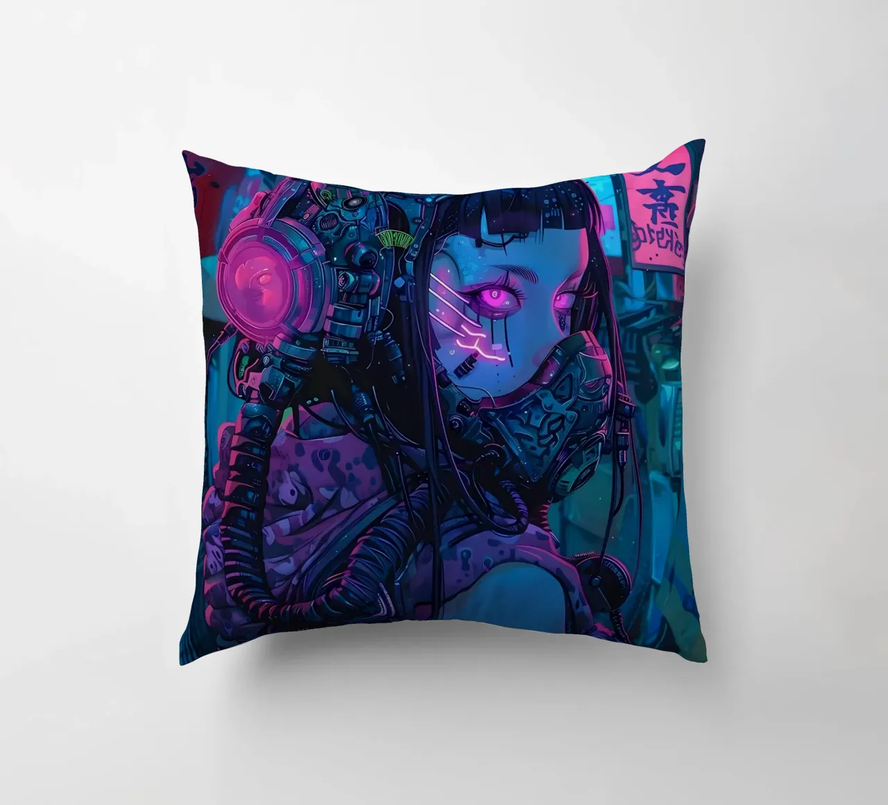 Ragazza demone cyberpunk cuscino da Mikesell