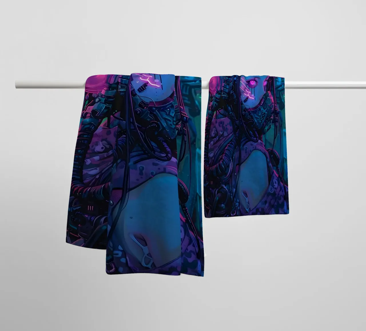 Ragazza demone cyberpunk asciugamano da bagno da Mikesell