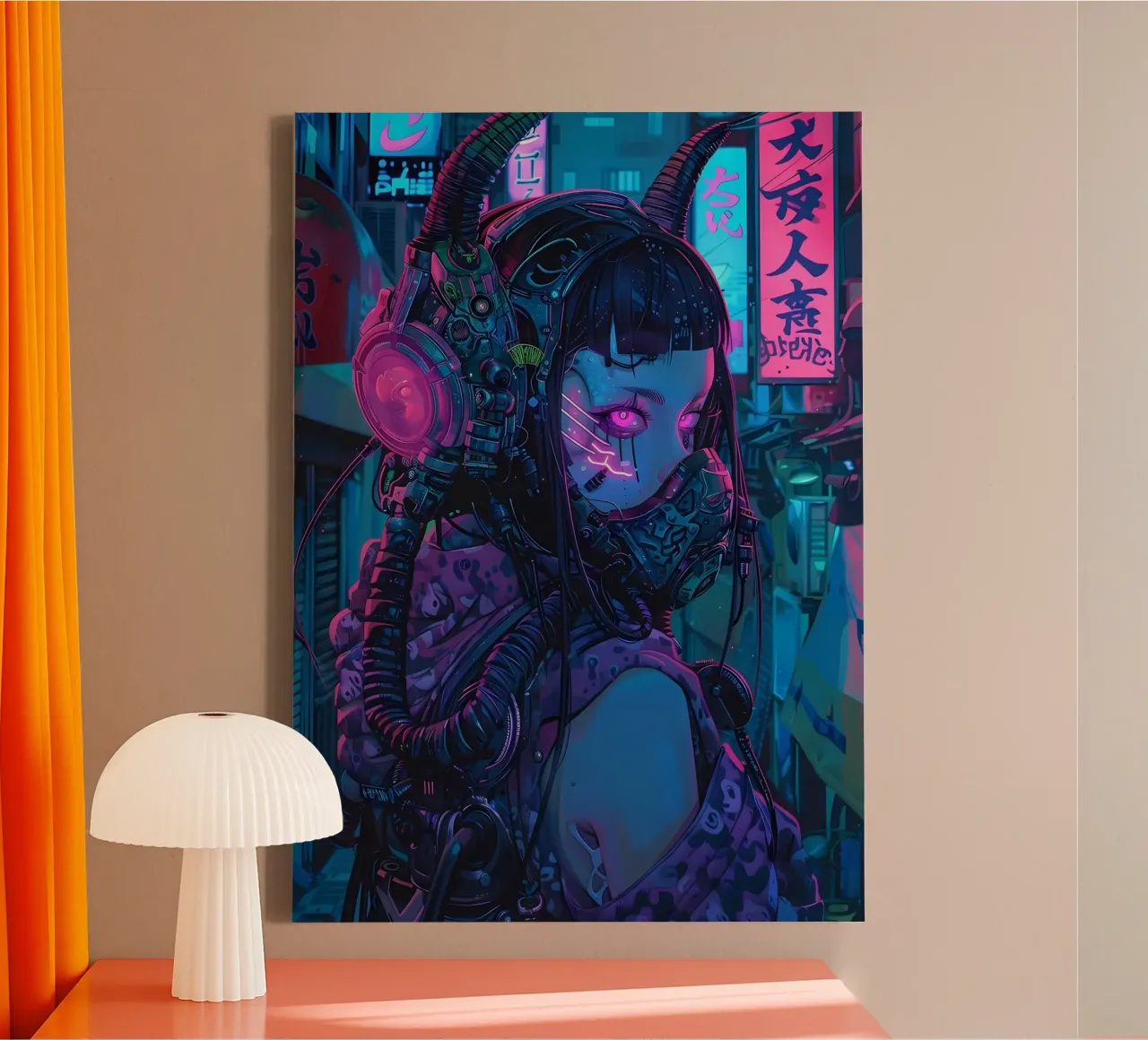 Ragazza demone cyberpunk tela con Cornice a cassetta da Mikesell