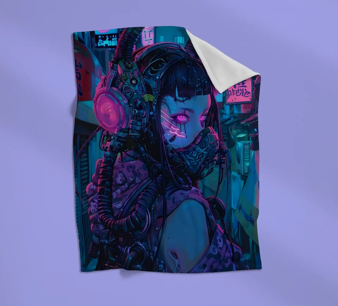 Ragazza demone cyberpunk coperta in pile da Mikesell