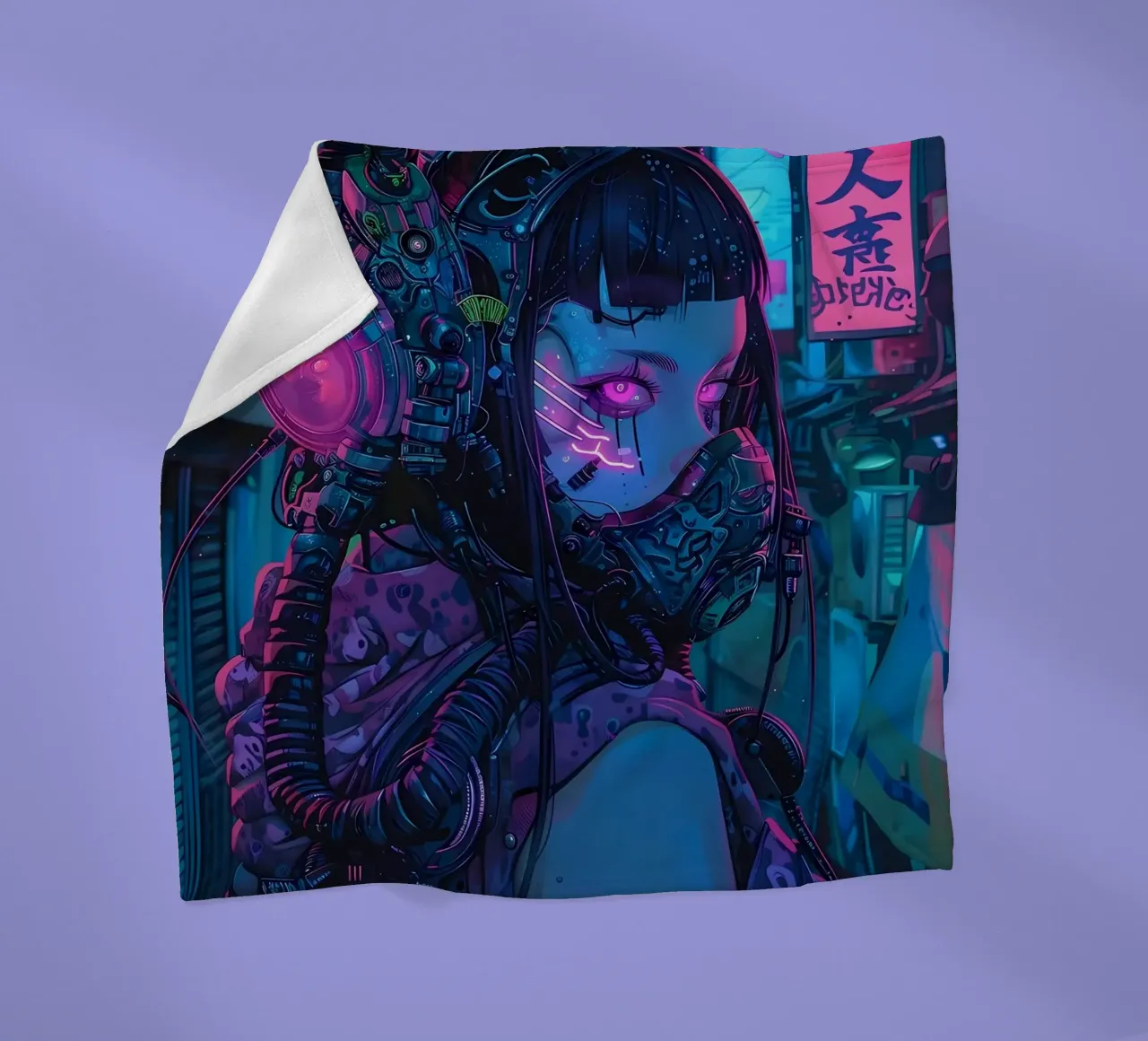 Ragazza demone cyberpunk coperta in pile da Mikesell