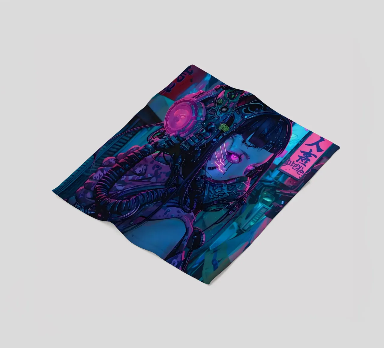 Ragazza demone cyberpunk coperta in pile da Mikesell