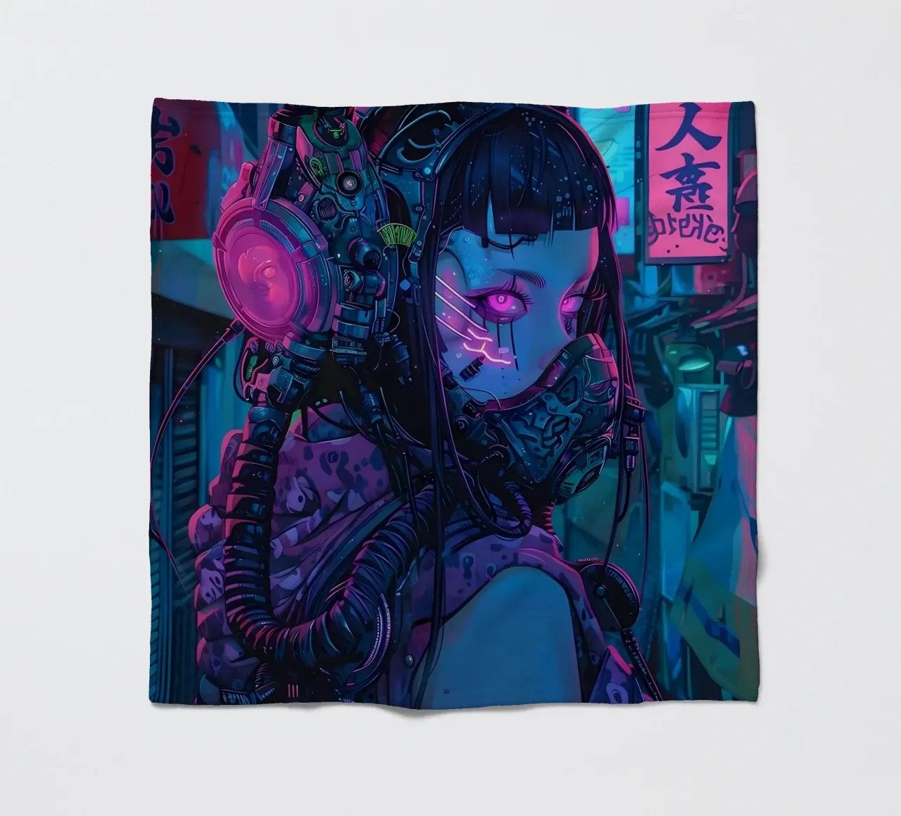 Ragazza demone cyberpunk coperta in pile da Mikesell