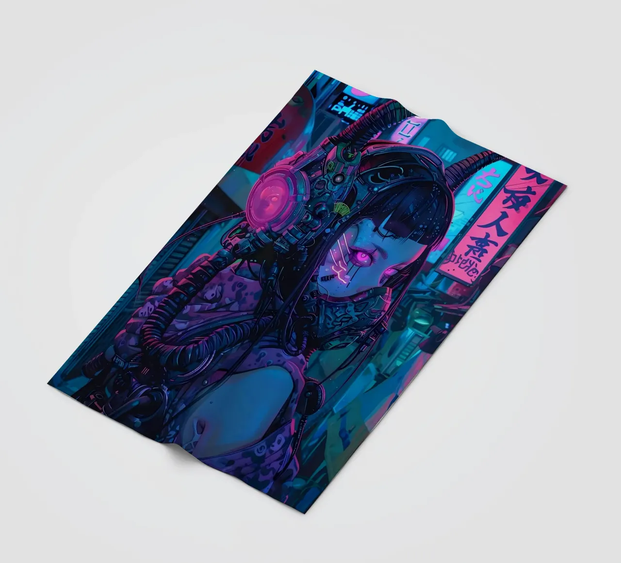 Ragazza demone cyberpunk coperta in pile da Mikesell