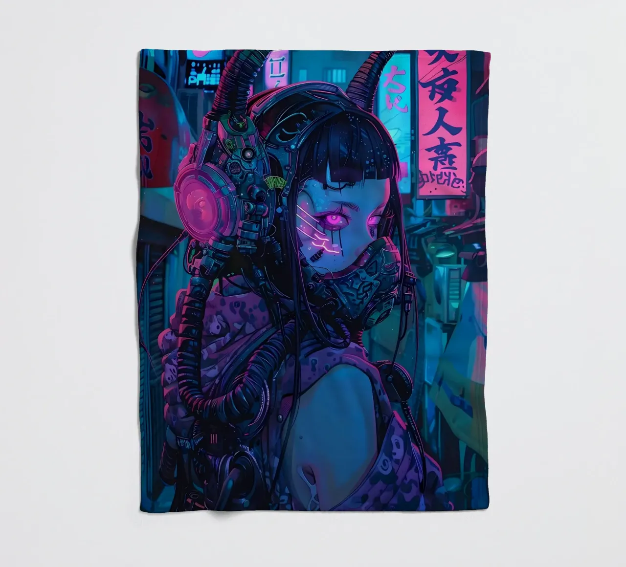 Ragazza demone cyberpunk coperta in pile da Mikesell