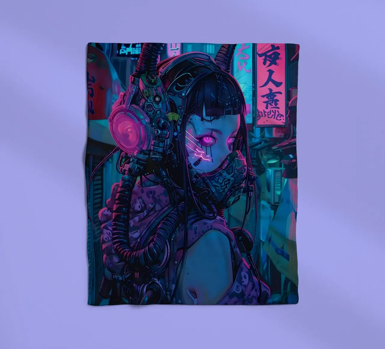 Ragazza demone cyberpunk coperta in pile da Mikesell