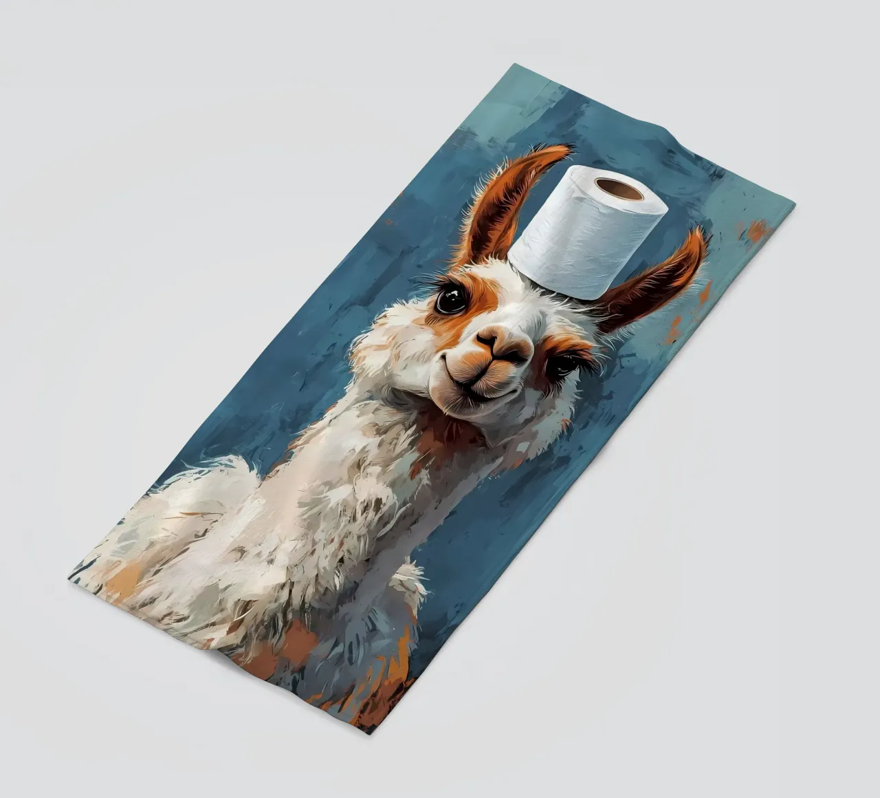 Lama con cappello di carta igienica telo mare da Ginnery