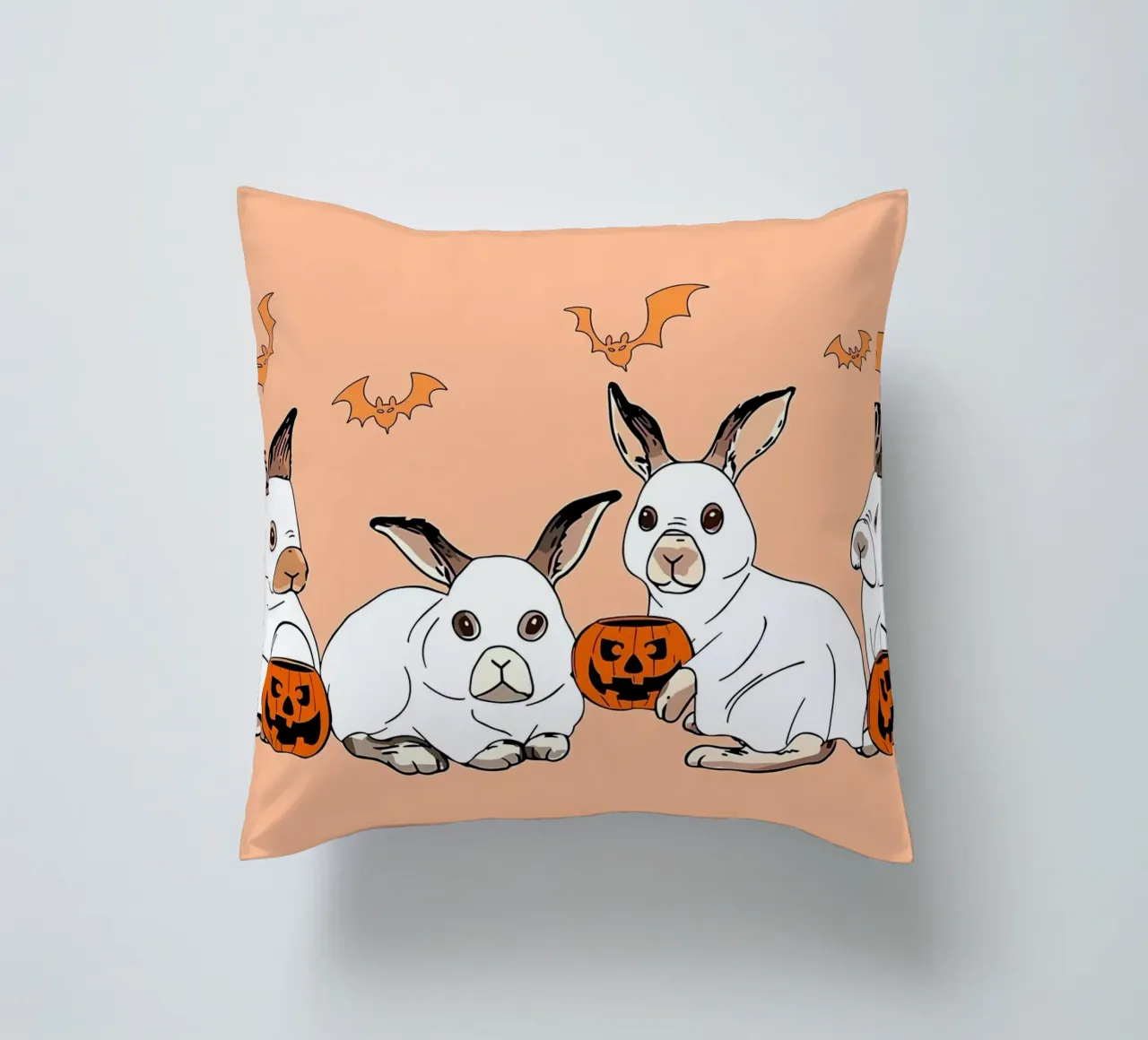 FUN Rabbit Ghost HalloweeN decorative cushion by Delaplane