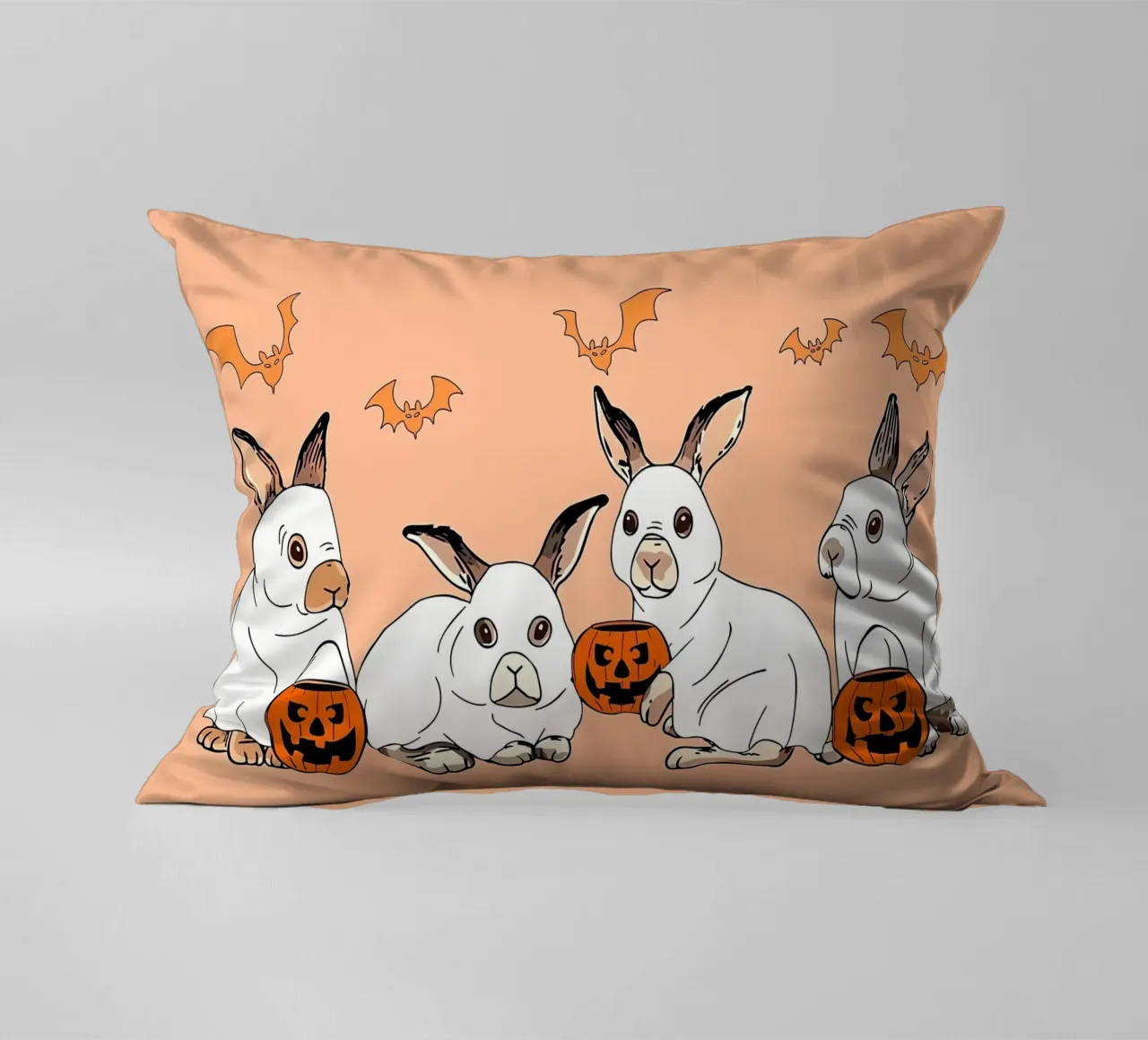 FUN Rabbit Ghost HalloweeN decorative cushion by Delaplane