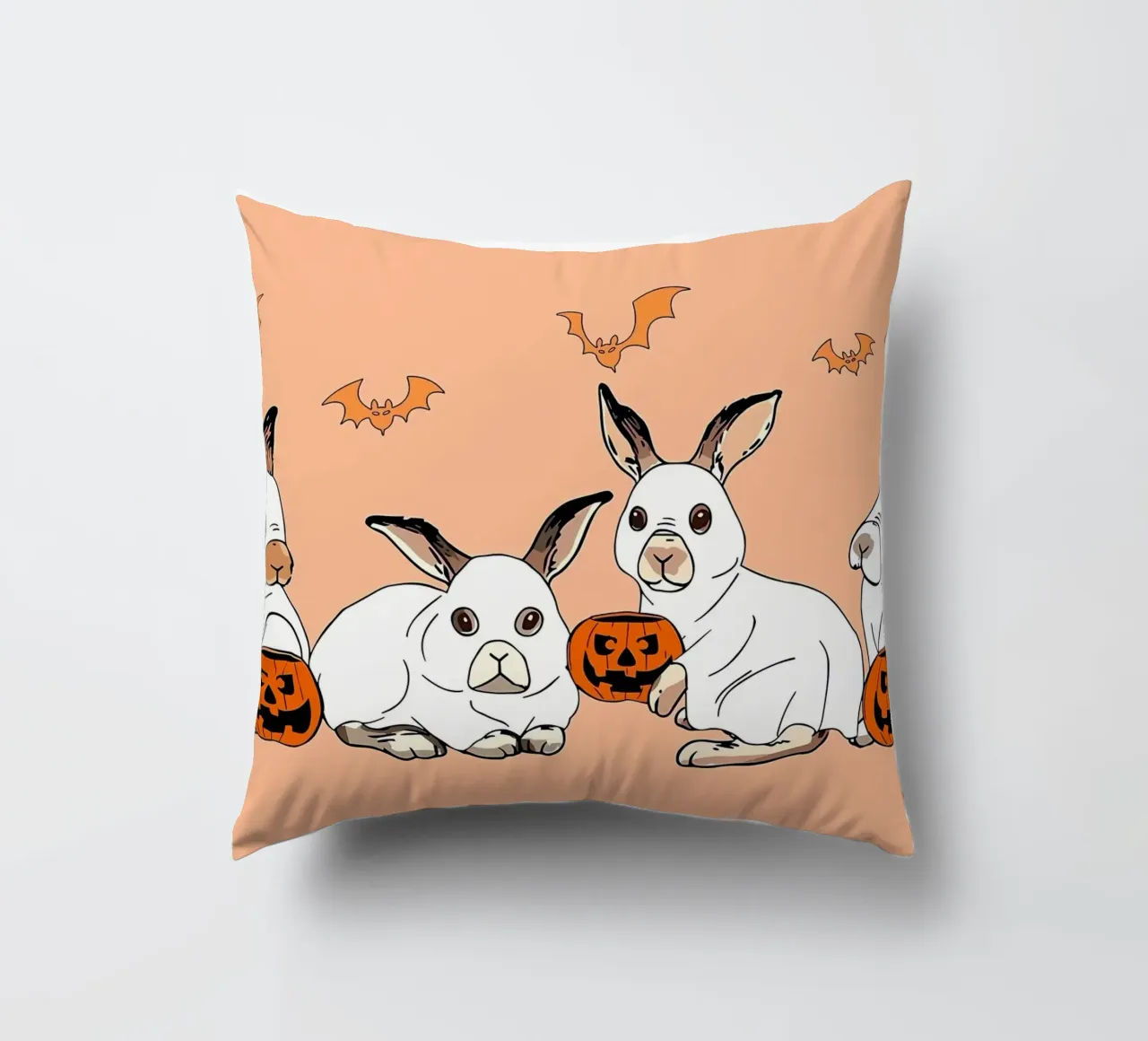 FUN Rabbit Ghost HalloweeN decorative cushion by Delaplane