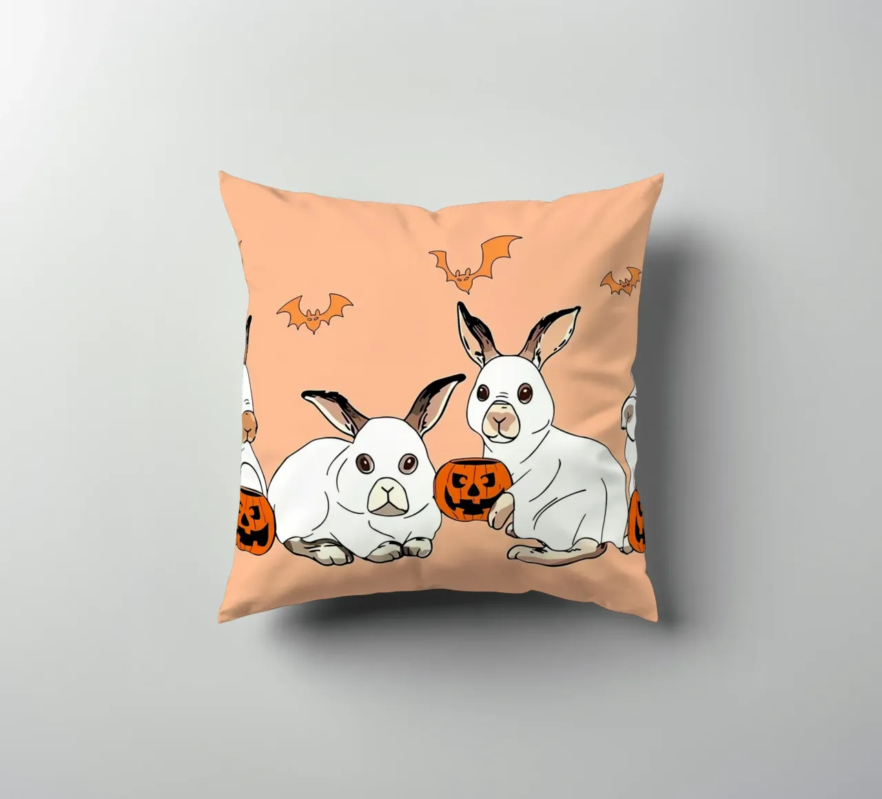FUN Rabbit Ghost HalloweeN decorative cushion by Delaplane