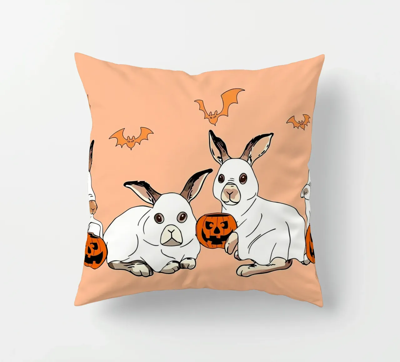 FUN Rabbit Ghost HalloweeN decorative cushion by Delaplane