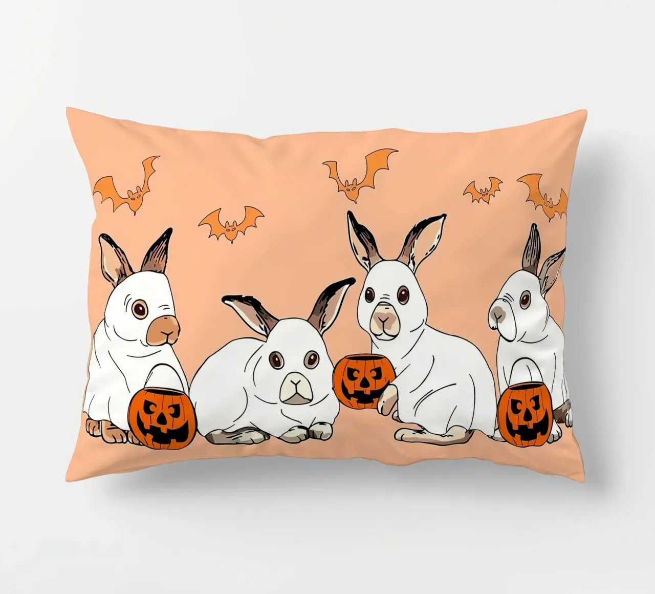 FUN Rabbit Ghost HalloweeN decorative cushion by Delaplane