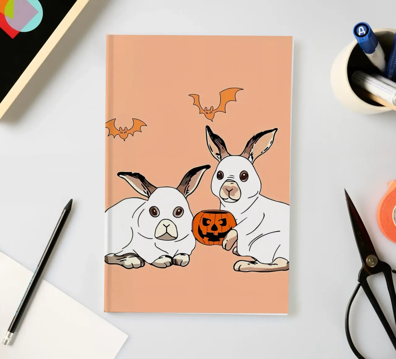 FUN Rabbit Ghost HalloweeN notebook by Delaplane