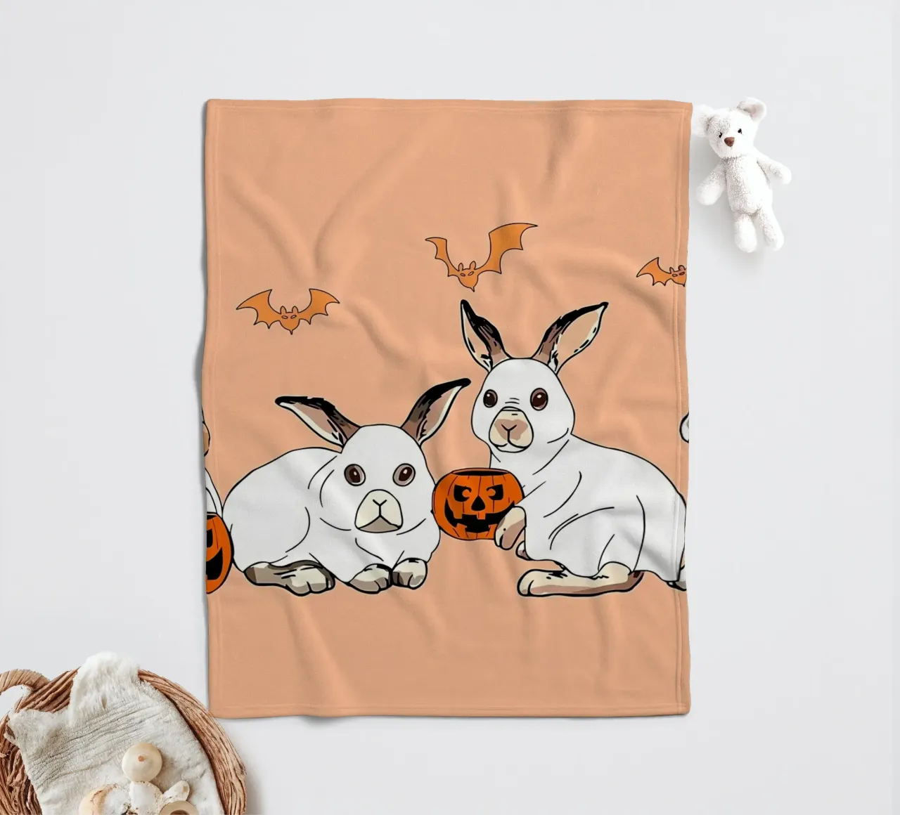 FUN Rabbit Ghost HalloweeN Fleecedecke von Delaplane