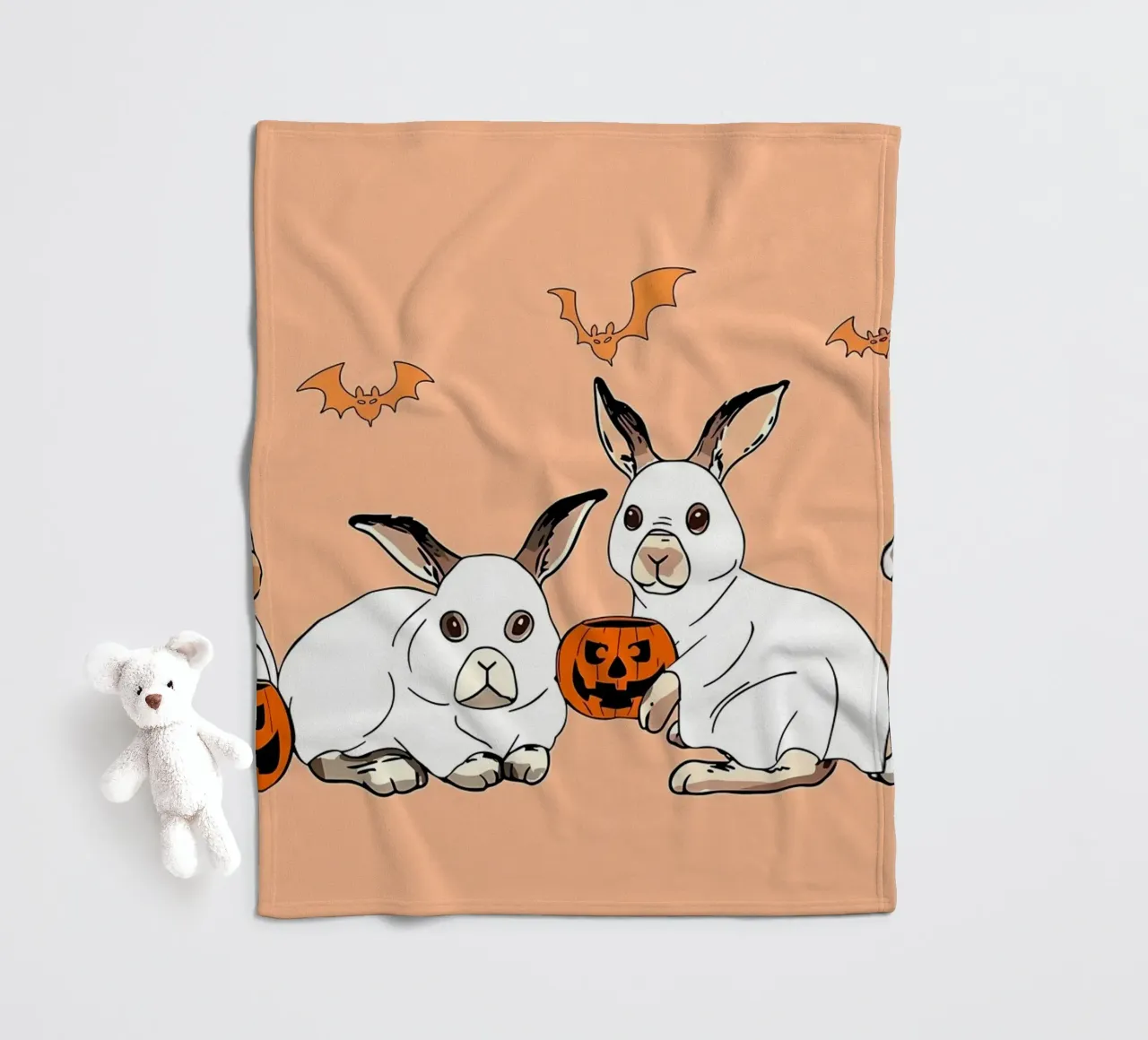 FUN Rabbit Ghost HalloweeN Fleecedecke von Delaplane