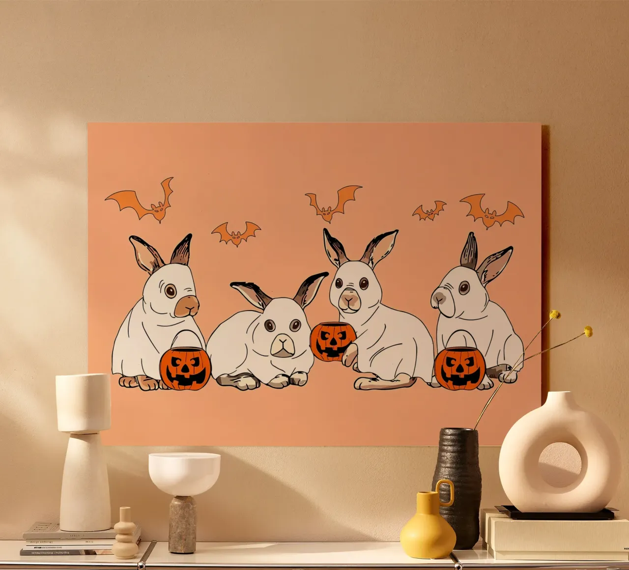 FUN Rabbit Ghost HalloweeN metacrilato de Delaplane