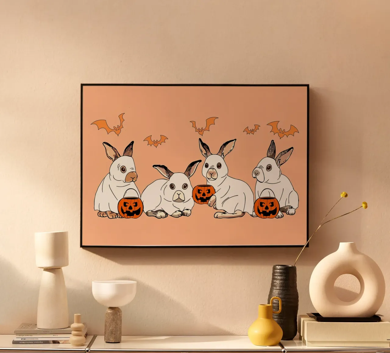 FUN Rabbit Ghost HalloweeN aluminio dibond de Delaplane