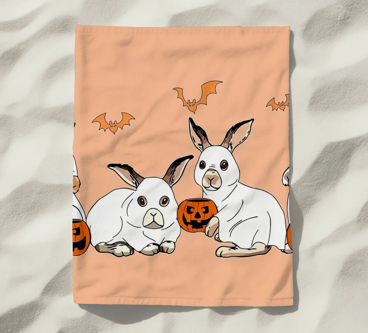 FUN Rabbit Ghost HalloweeN beach towel by Delaplane