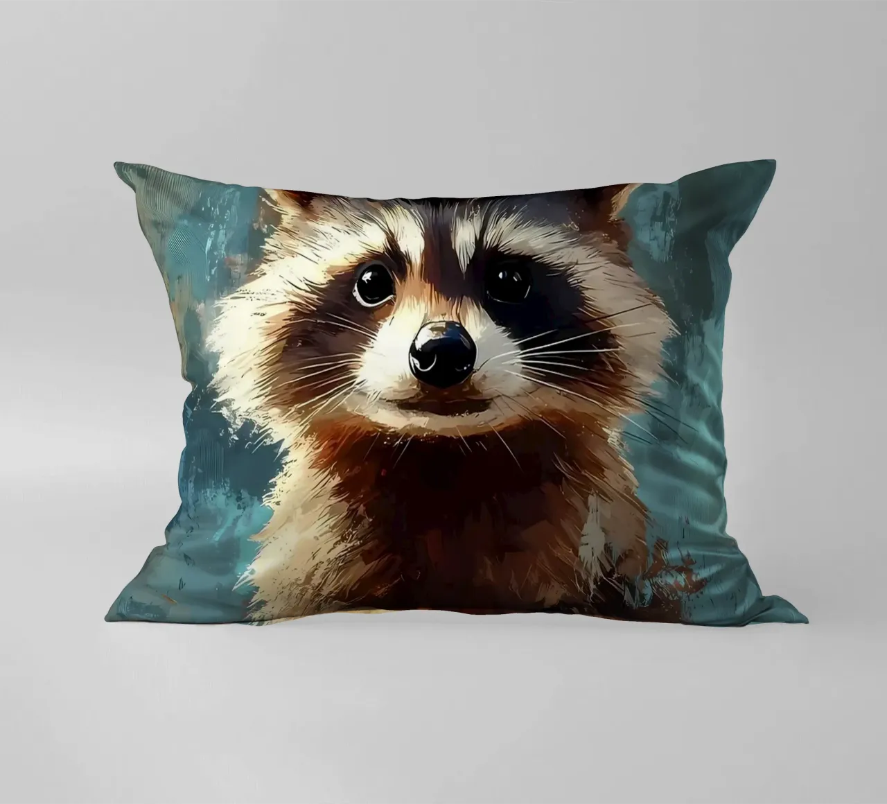 Raccoon with Toilet Paper Hat decorative cushion by Ginnery
