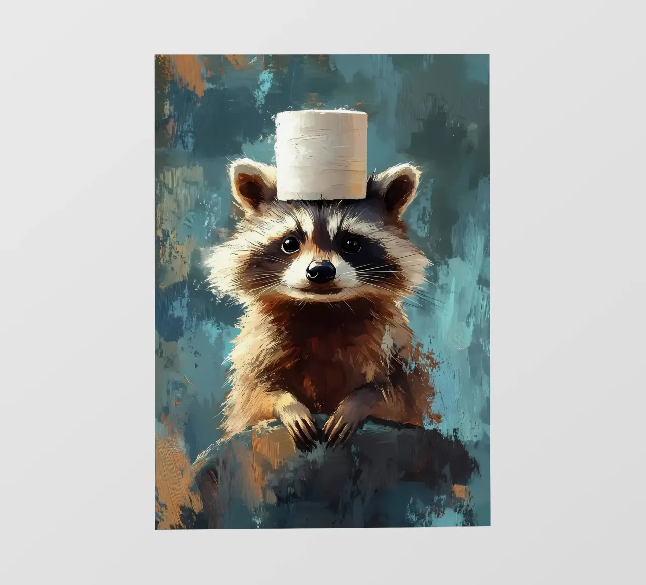 Procione con cappello di carta igienica pellicola backlit da Ginnery