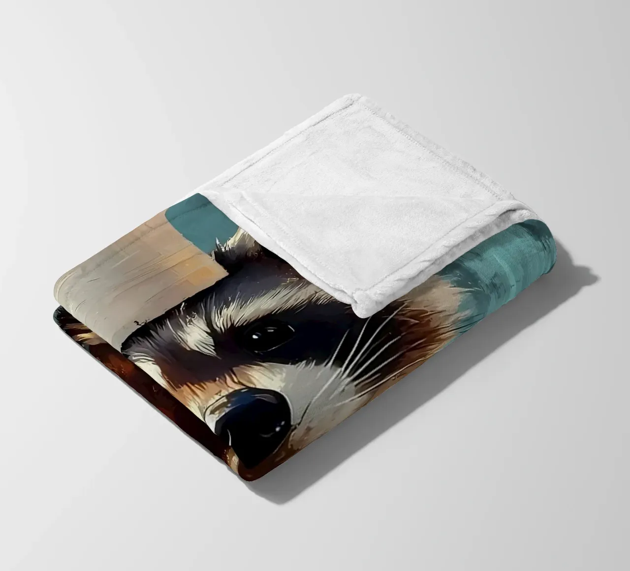Raccoon with Toilet Paper Hat fleece blanket by Ginnery