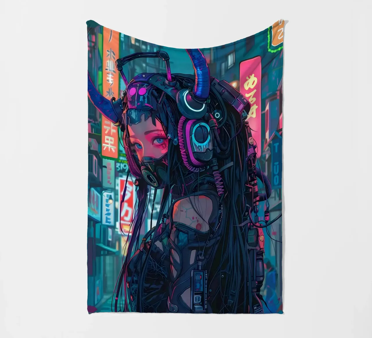 Ragazza demone cyberpunk coperta in pile da Mikesell