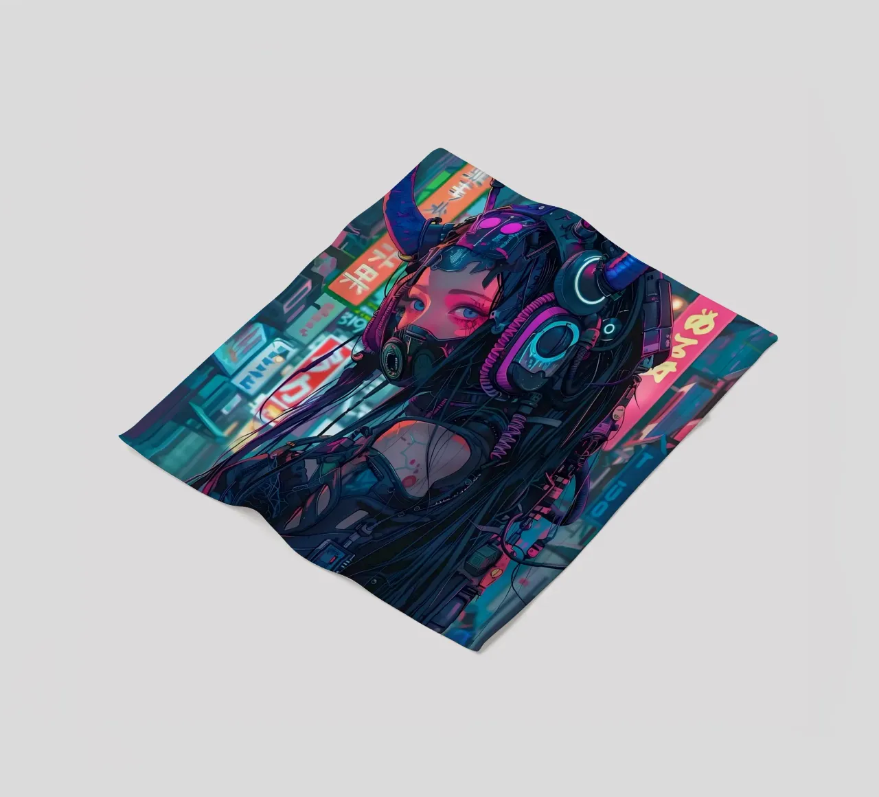 Ragazza demone cyberpunk coperta in pile da Mikesell