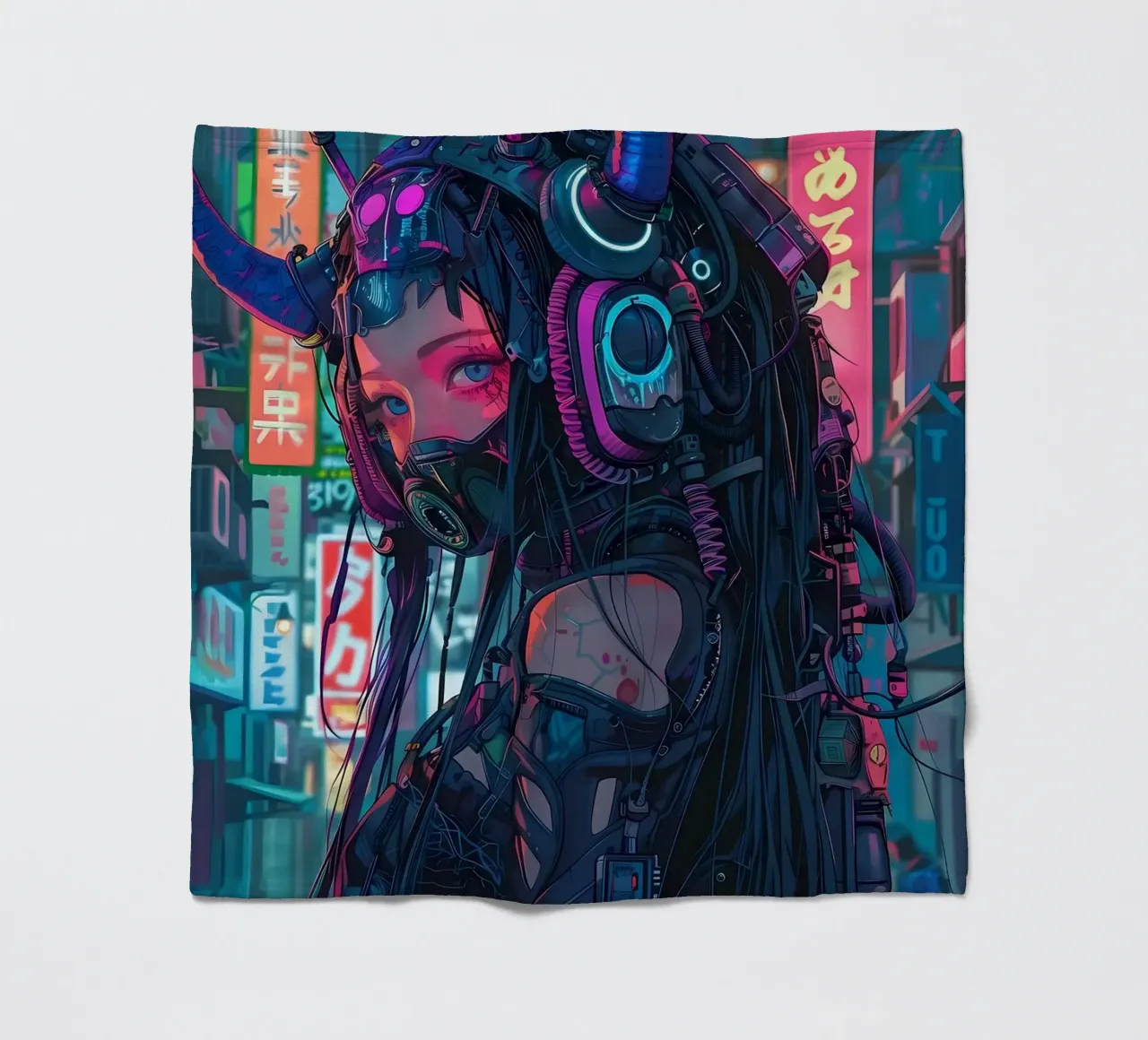 Ragazza demone cyberpunk coperta in pile da Mikesell