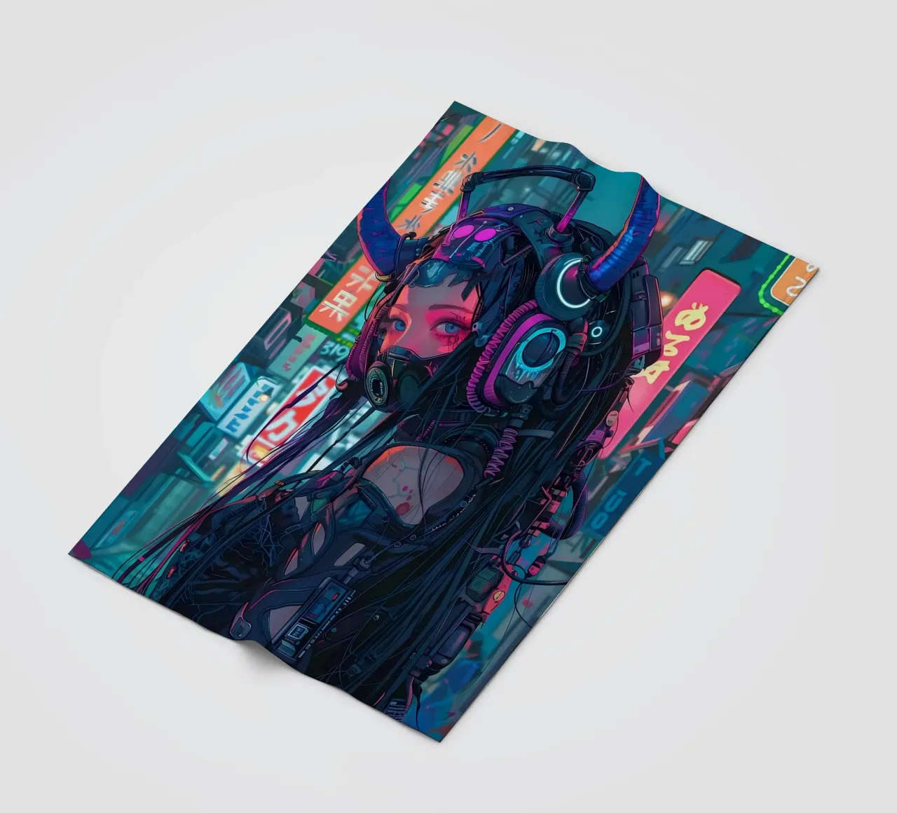 Ragazza demone cyberpunk coperta in pile da Mikesell